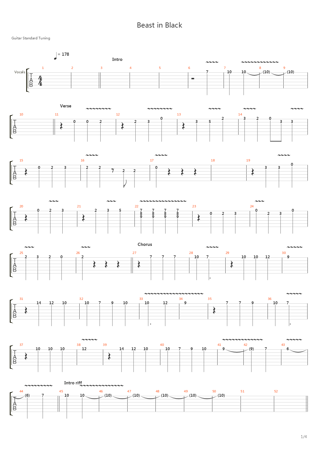 Beast In Black吉他谱