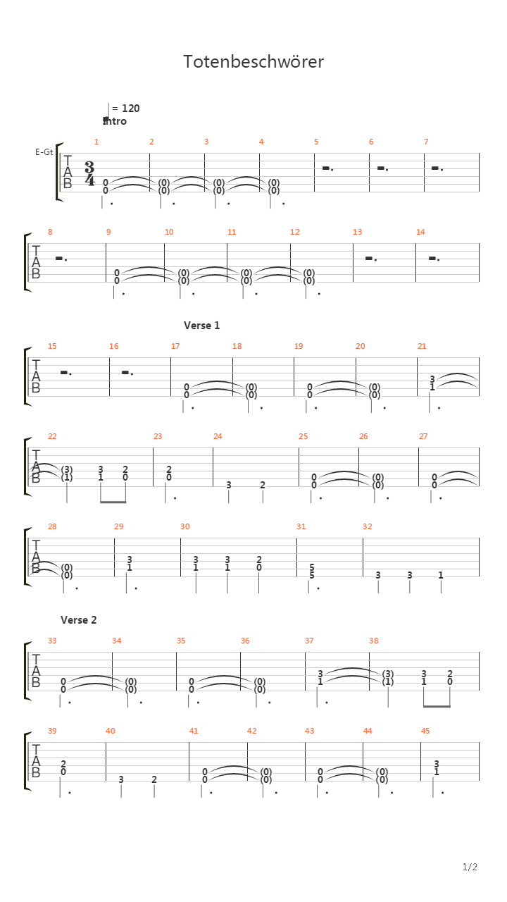 Totenbeschworer吉他谱