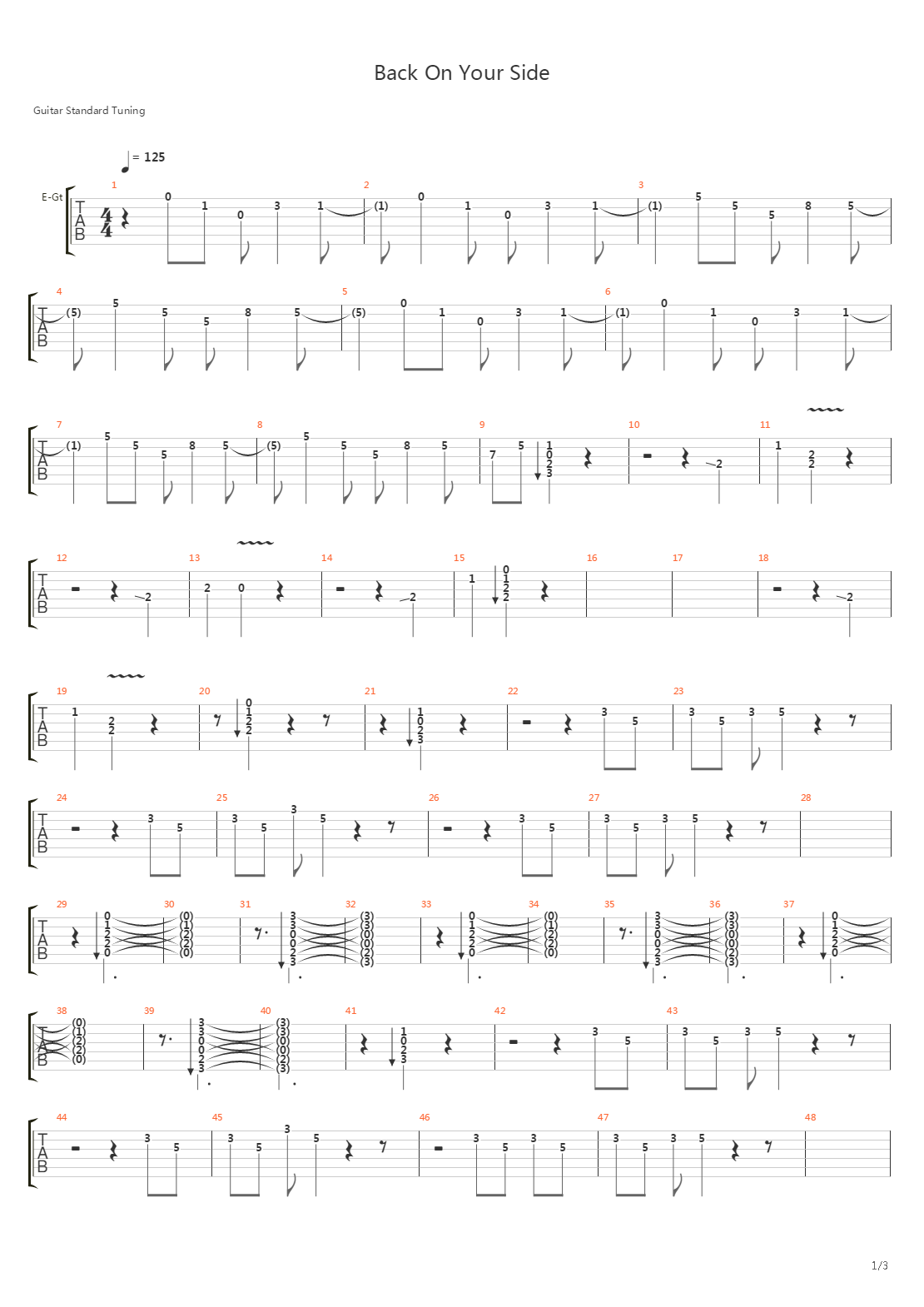 Back On Your Side吉他谱