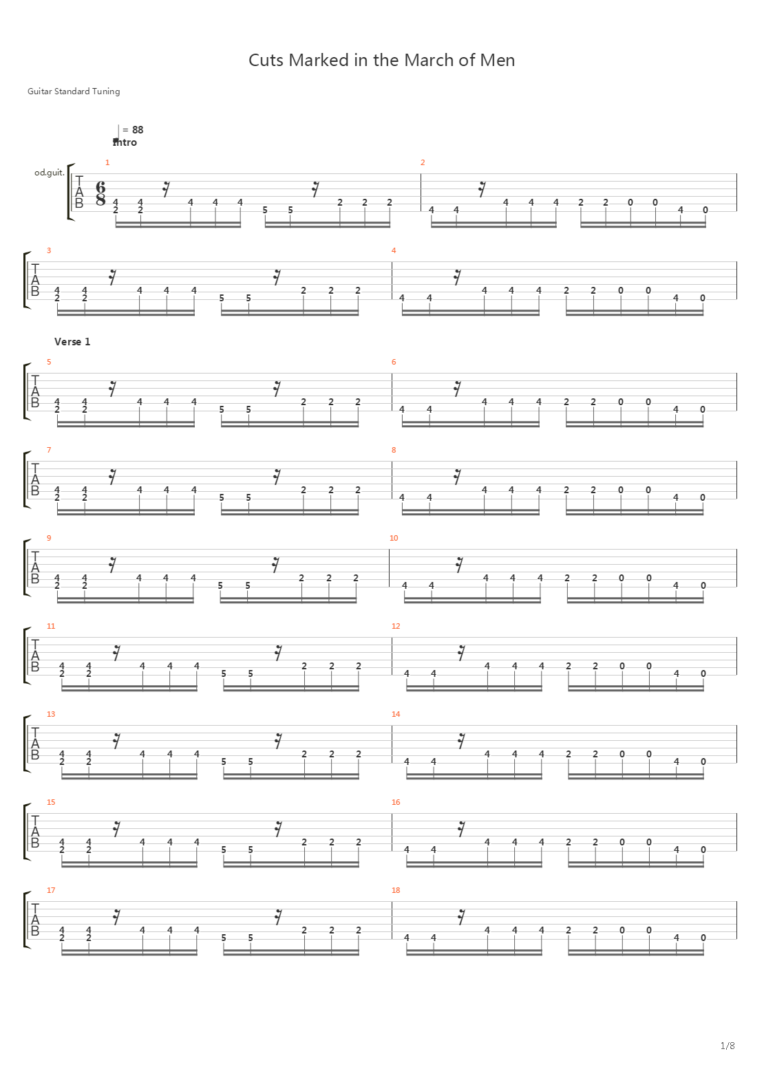 Cuts Marked In The March Of Men吉他谱