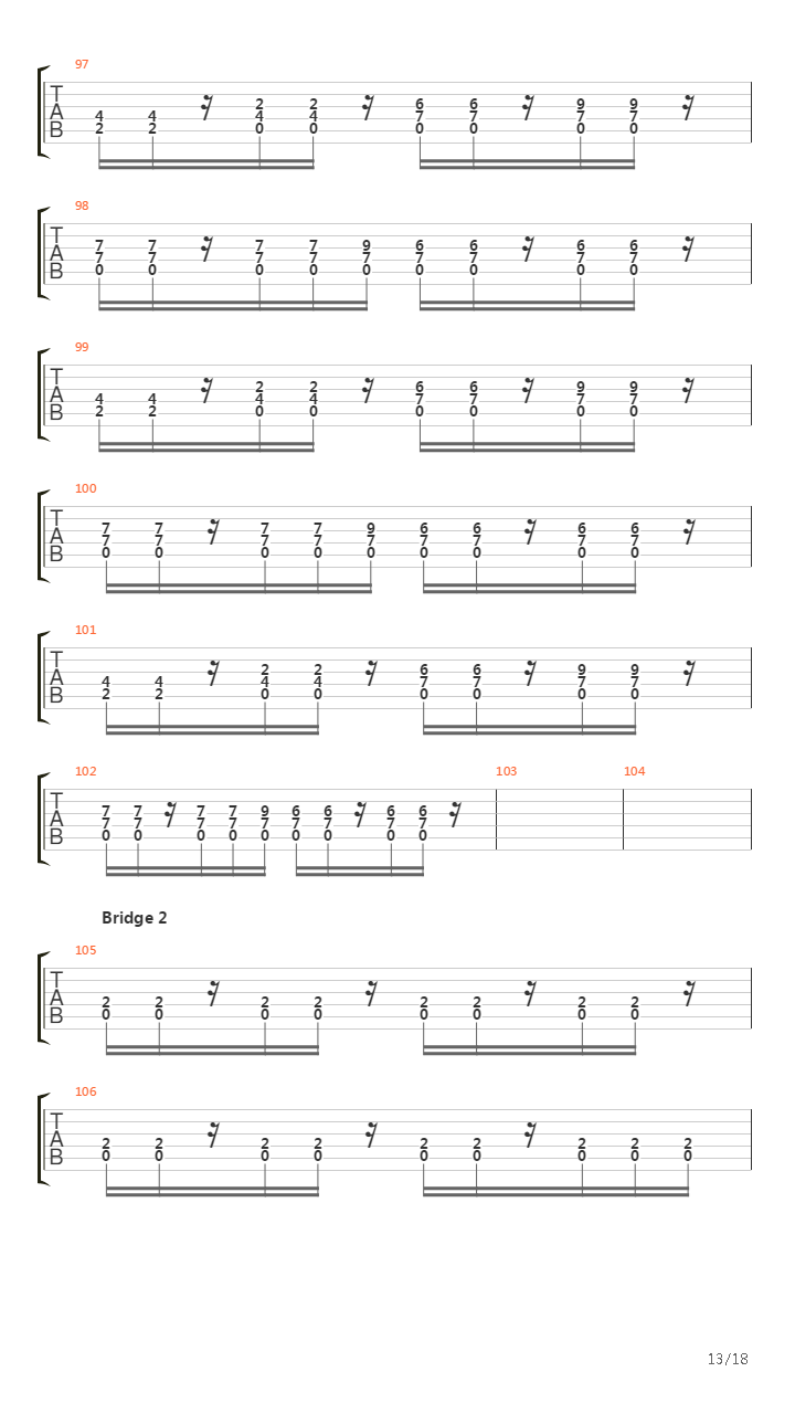 Cuts Marked In The March Of Men吉他谱