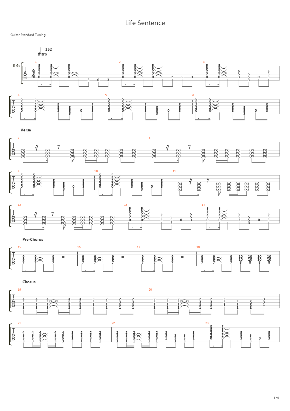 Life Sentence吉他谱