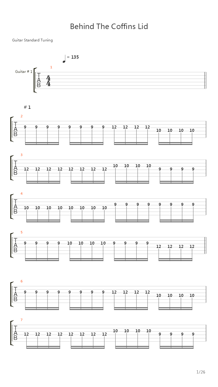 Behind The Coffins Lid吉他谱