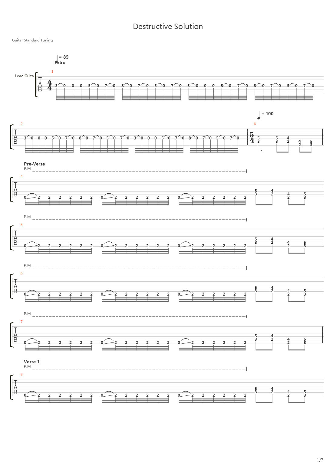 Destructive Solution吉他谱