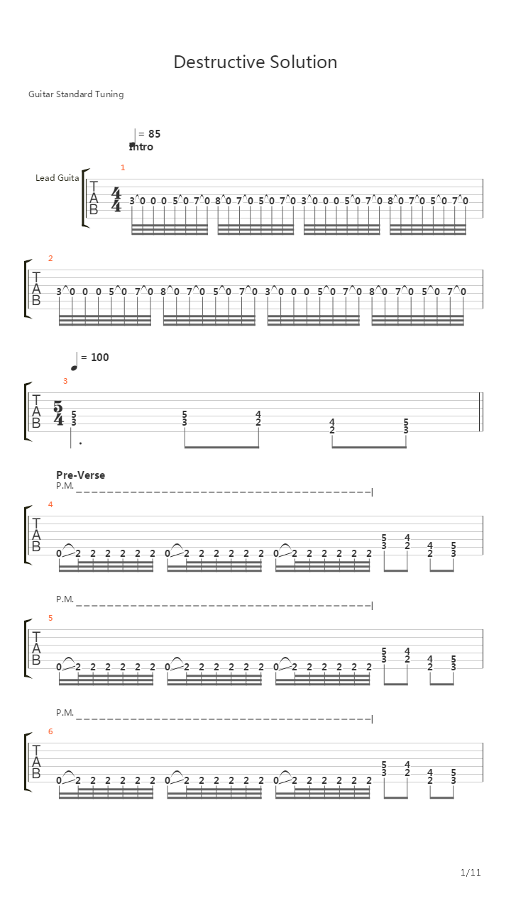 Destructive Solution吉他谱