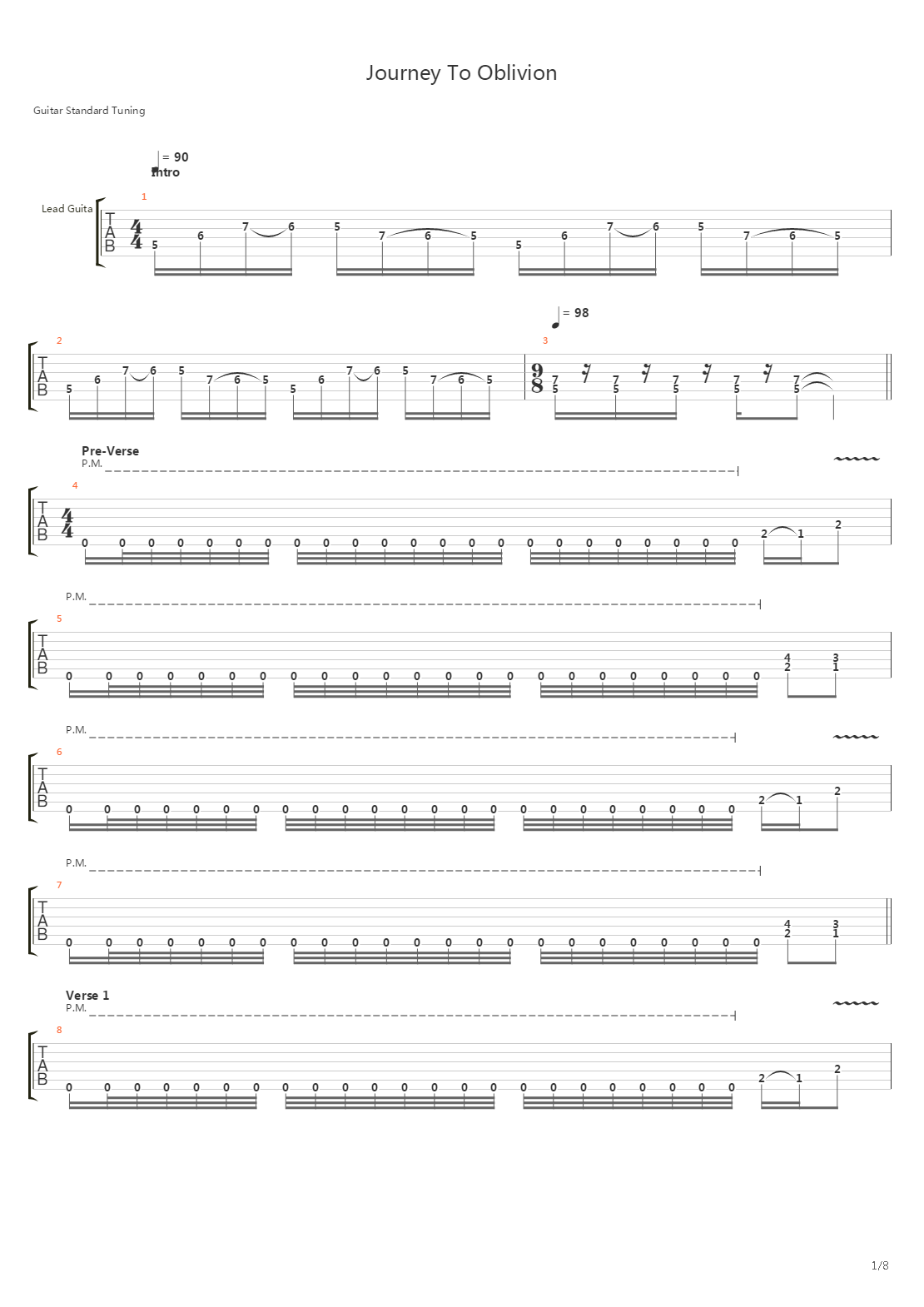 Journey To Oblivion吉他谱