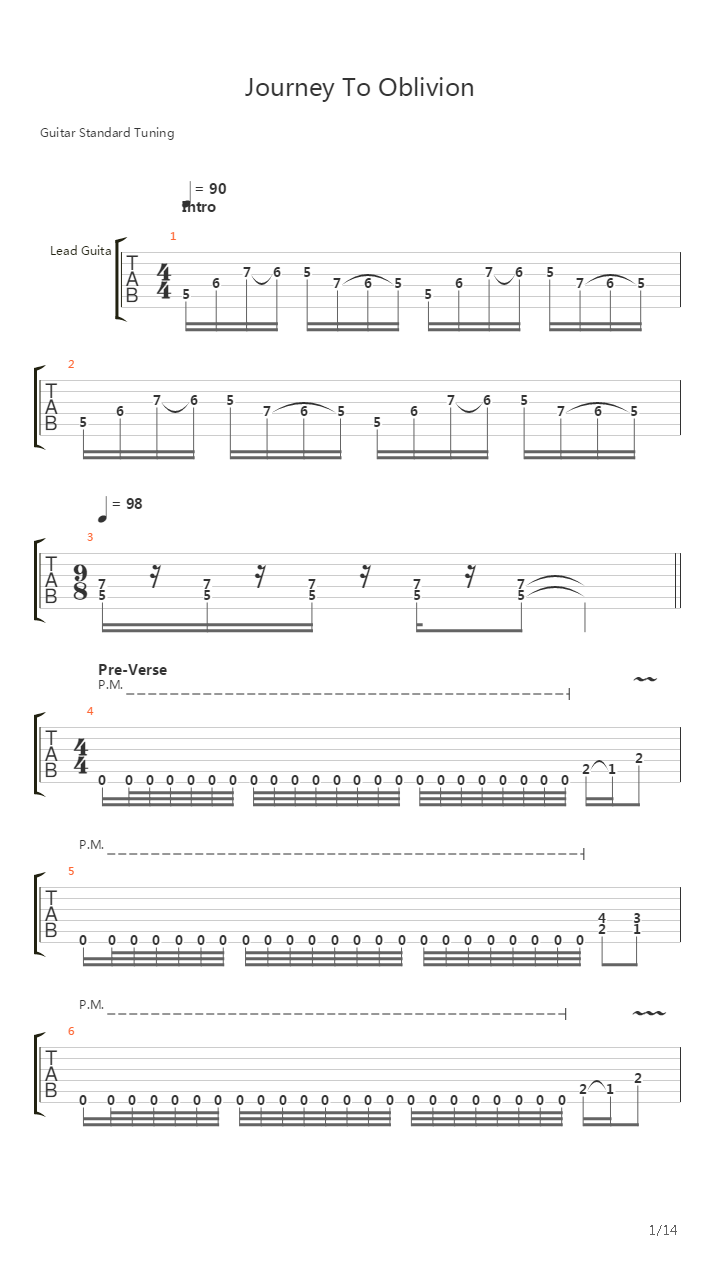 Journey To Oblivion吉他谱