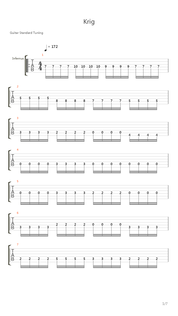 Krig吉他谱