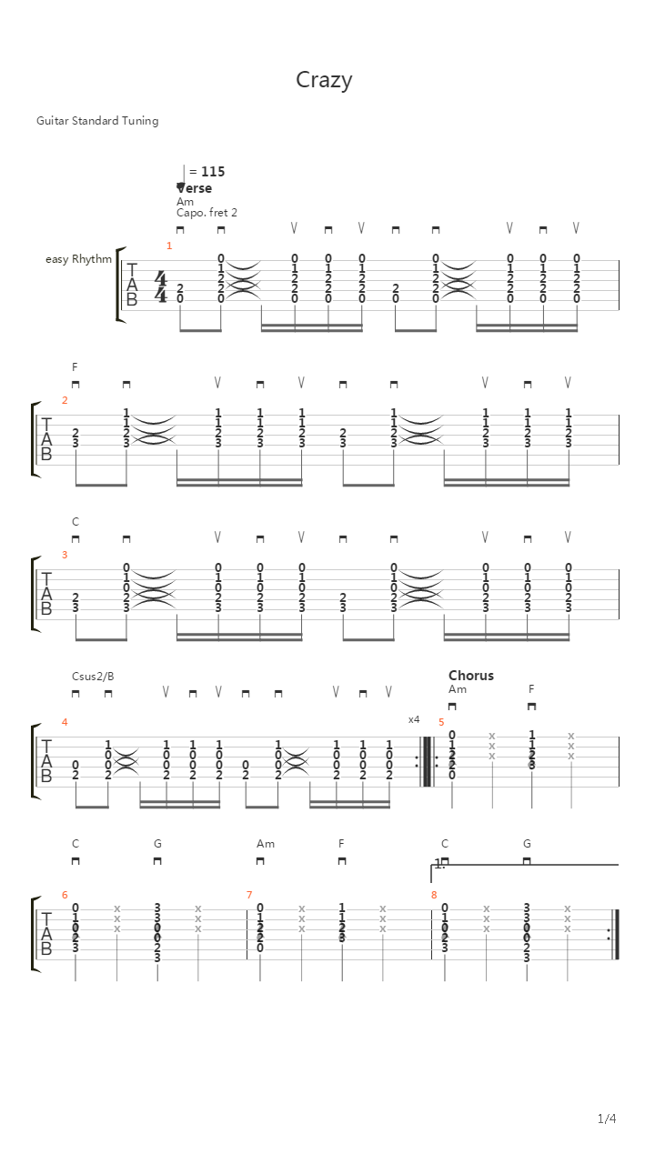 Crazy吉他谱