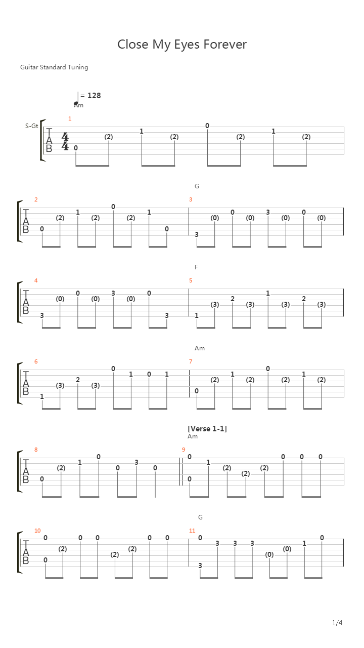 Close My Eyes Forever吉他谱