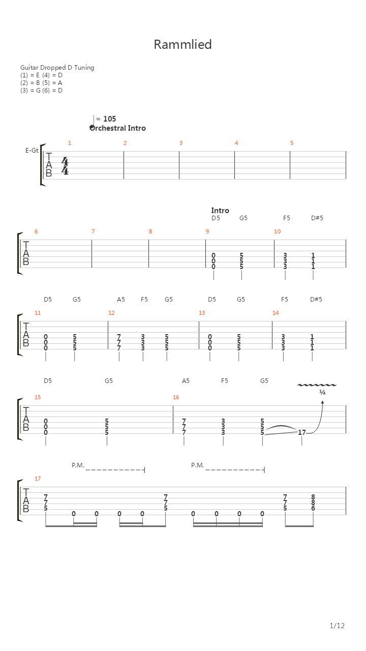 Rammlied吉他谱