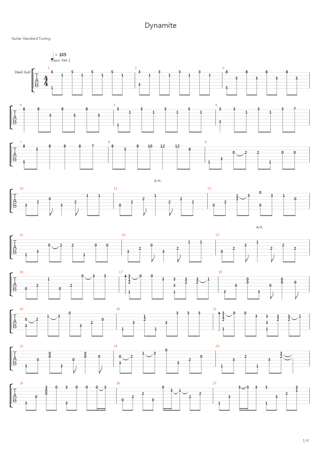 Dynamite吉他谱