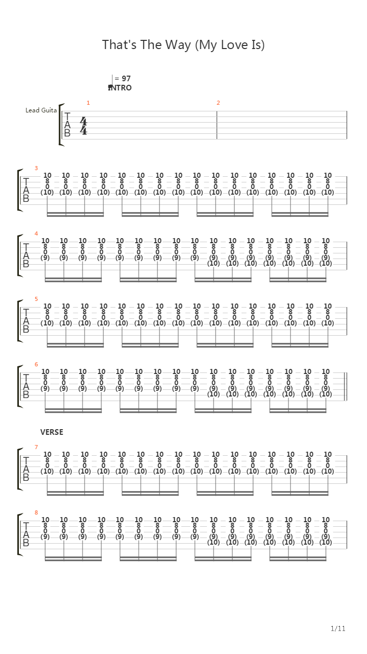 Thats The Way My Love Is吉他谱
