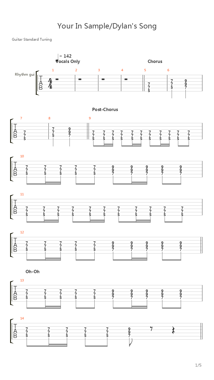 Your In Sample吉他谱