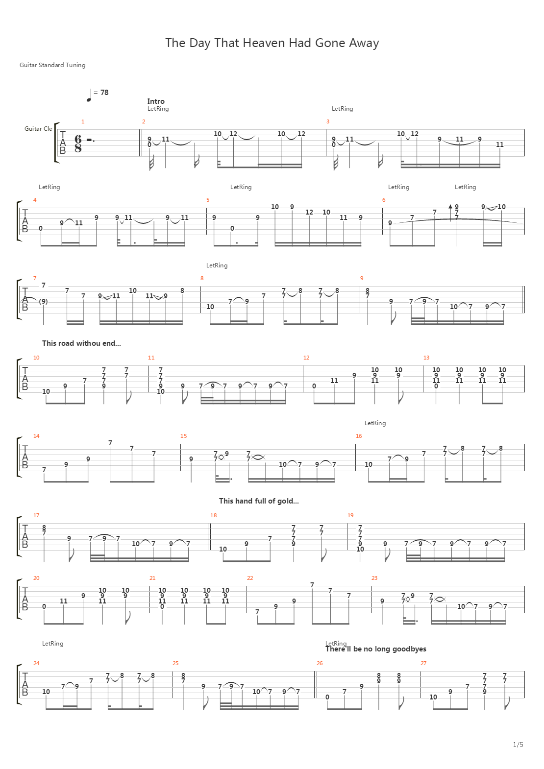 The Day That Heaven Had Gone Away吉他谱