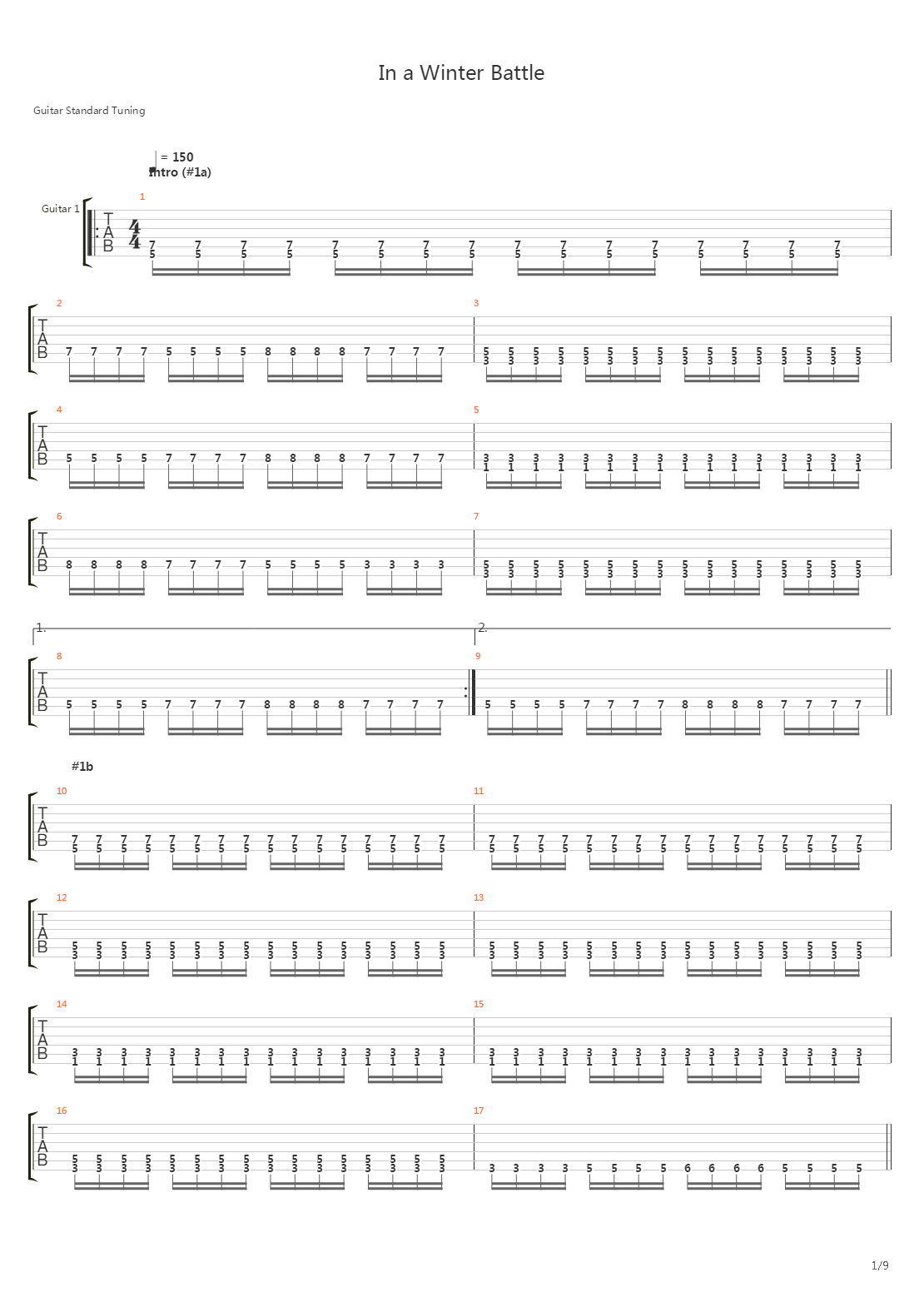 In A Winter Battle吉他谱
