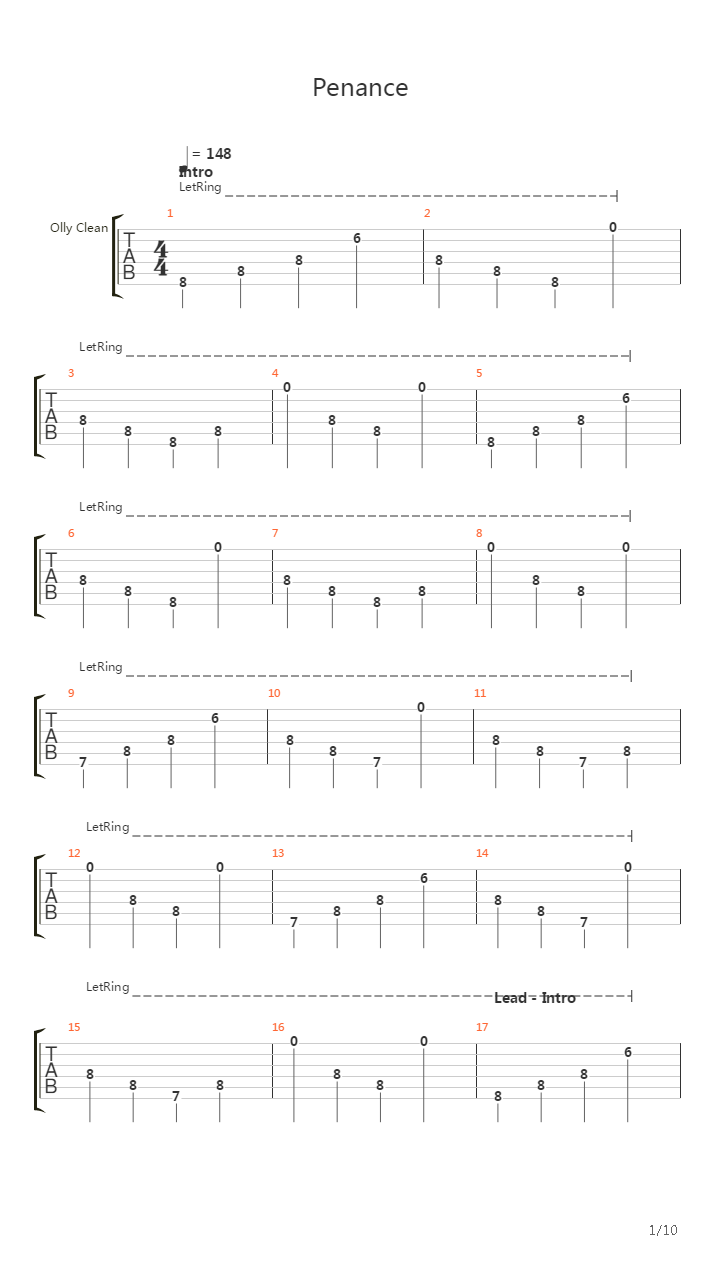 Penance吉他谱
