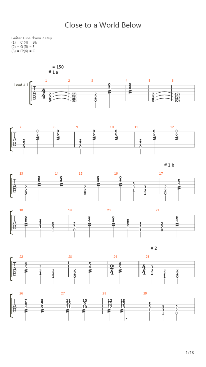 Close To A World Below吉他谱