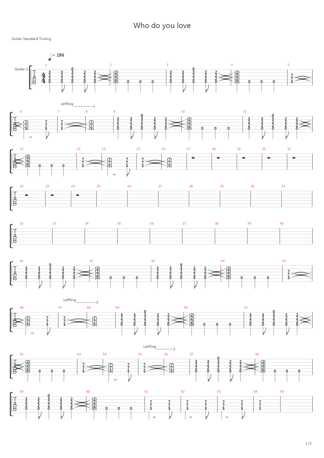 Who Do You Love吉他谱