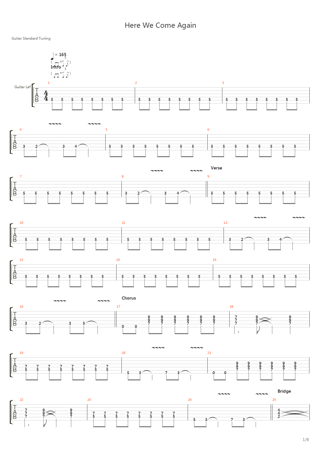 Here We Come Again吉他谱