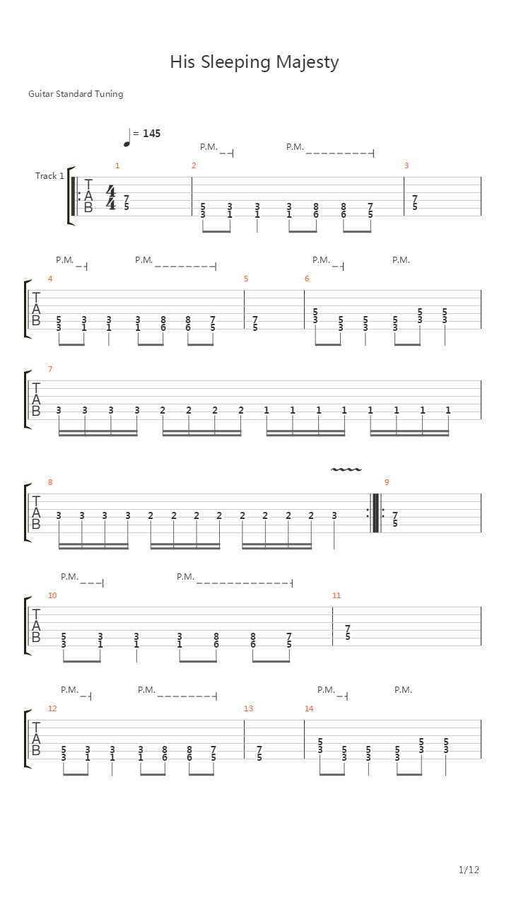 His Sleeping Majesty吉他谱