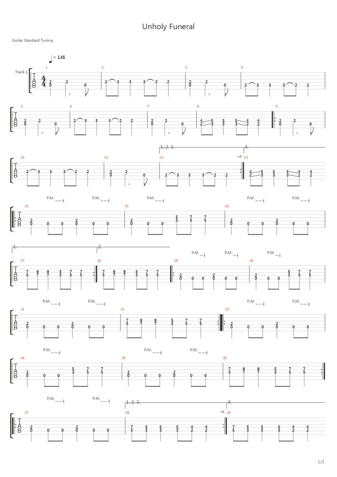 Unholy Funeral吉他谱