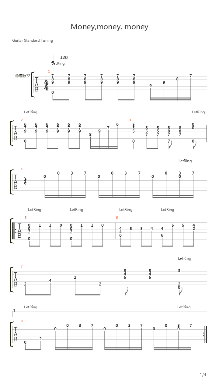 Money, Money, Money吉他谱
