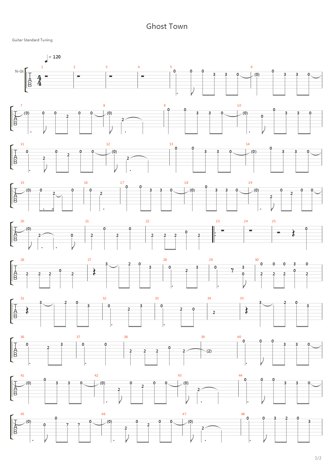 Ghost Town吉他谱