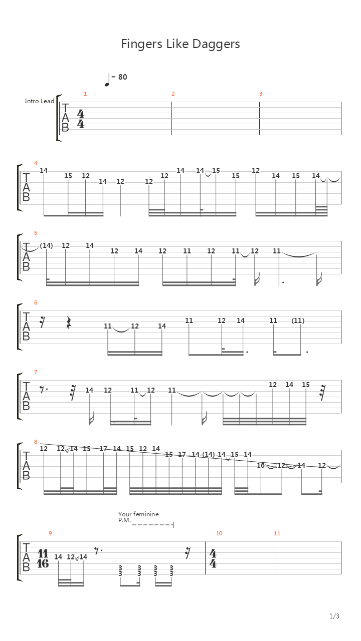 Fingers Like Daggers吉他谱