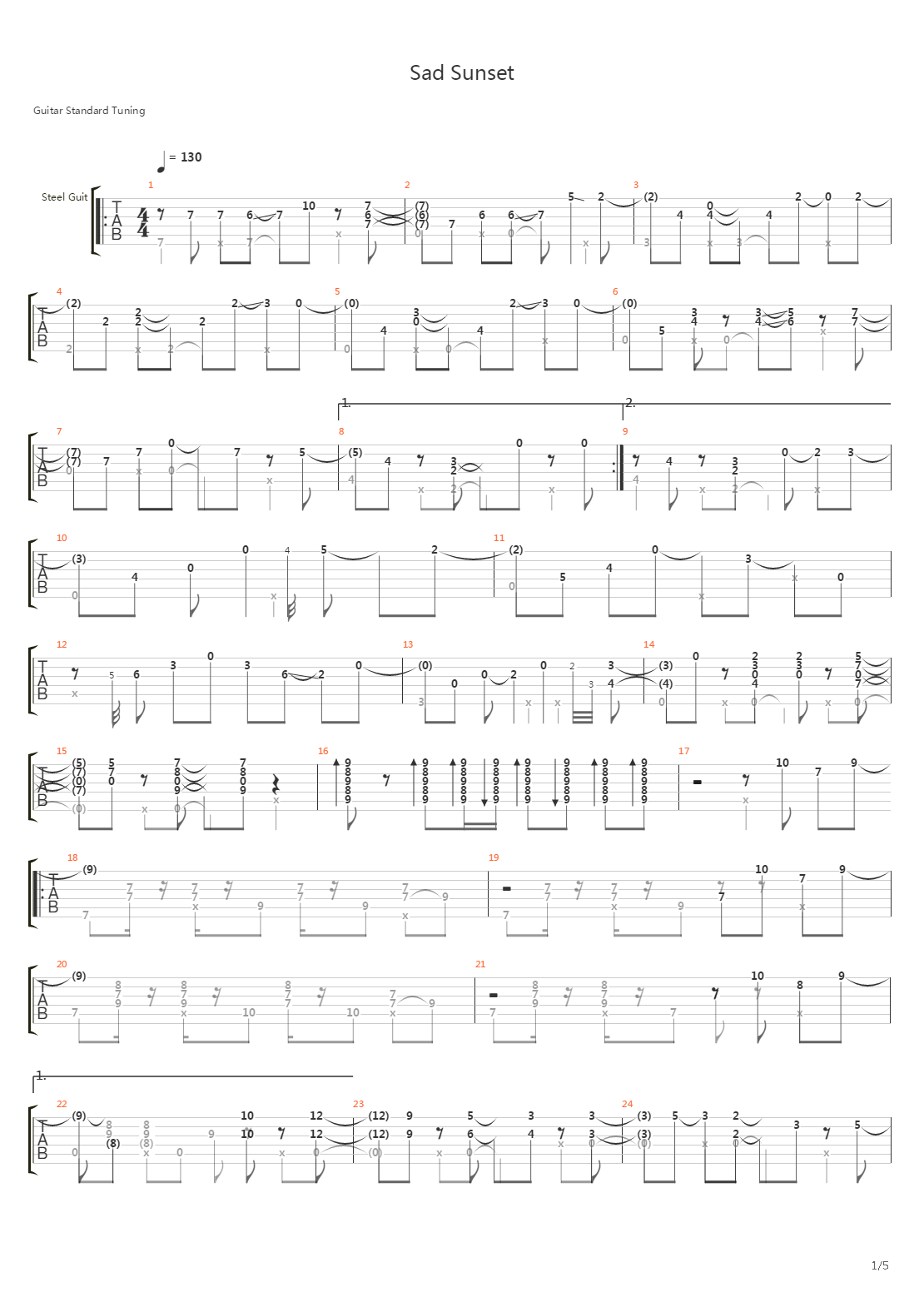 Sad Sunset (GP5)吉他谱