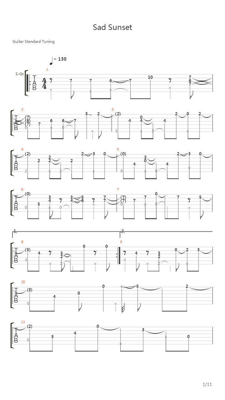 Sad Sunset吉他谱