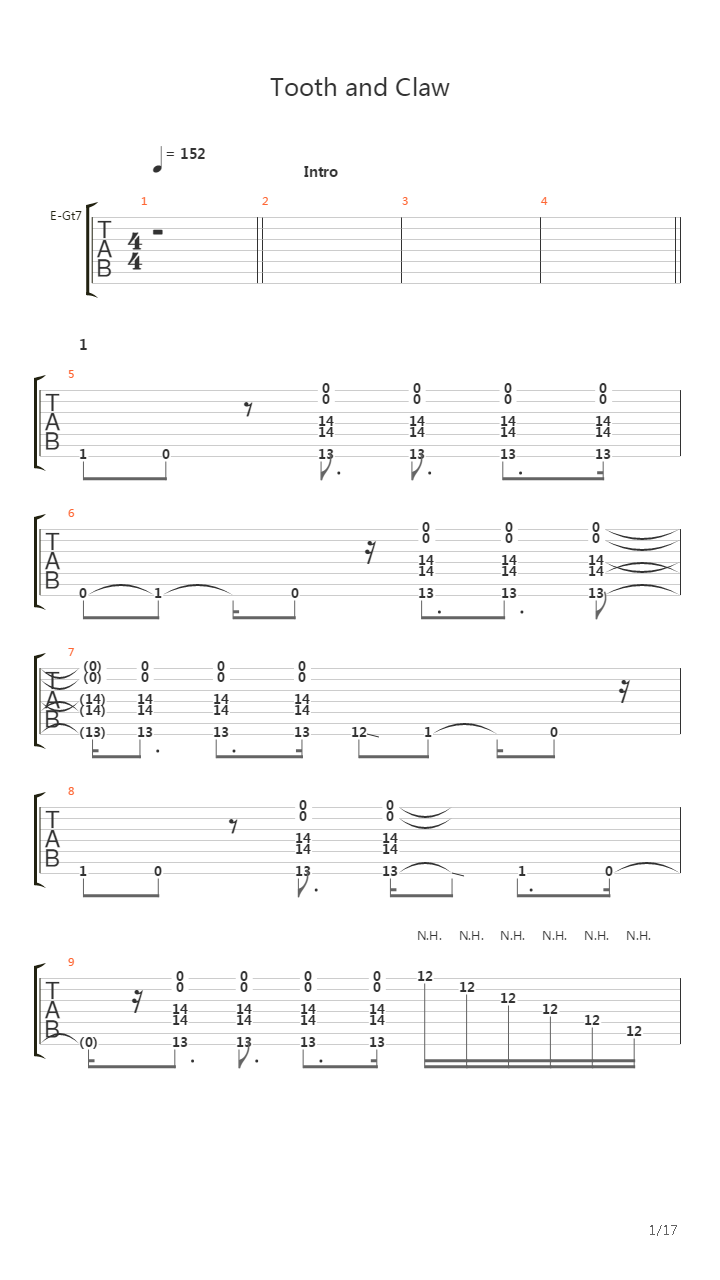 Tooth and Claw吉他谱