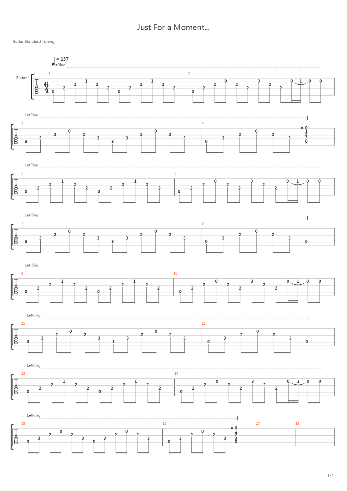 Just For a Moment吉他谱