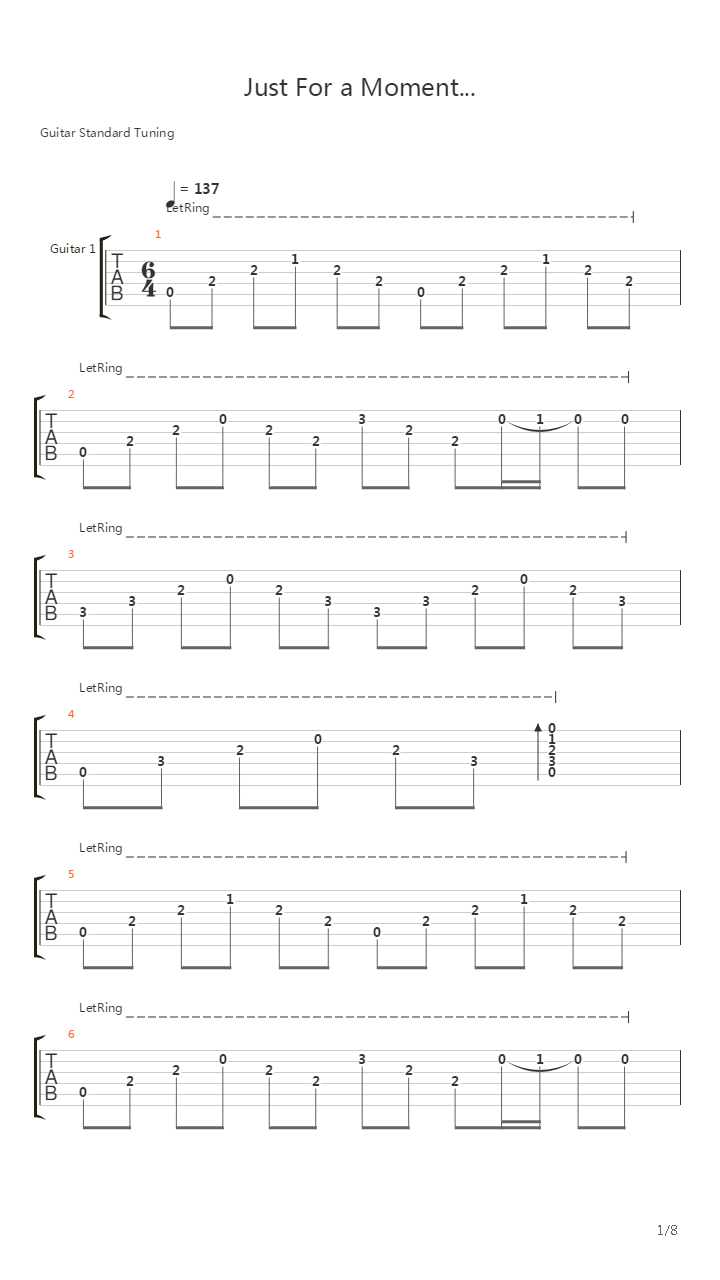 Just For a Moment吉他谱