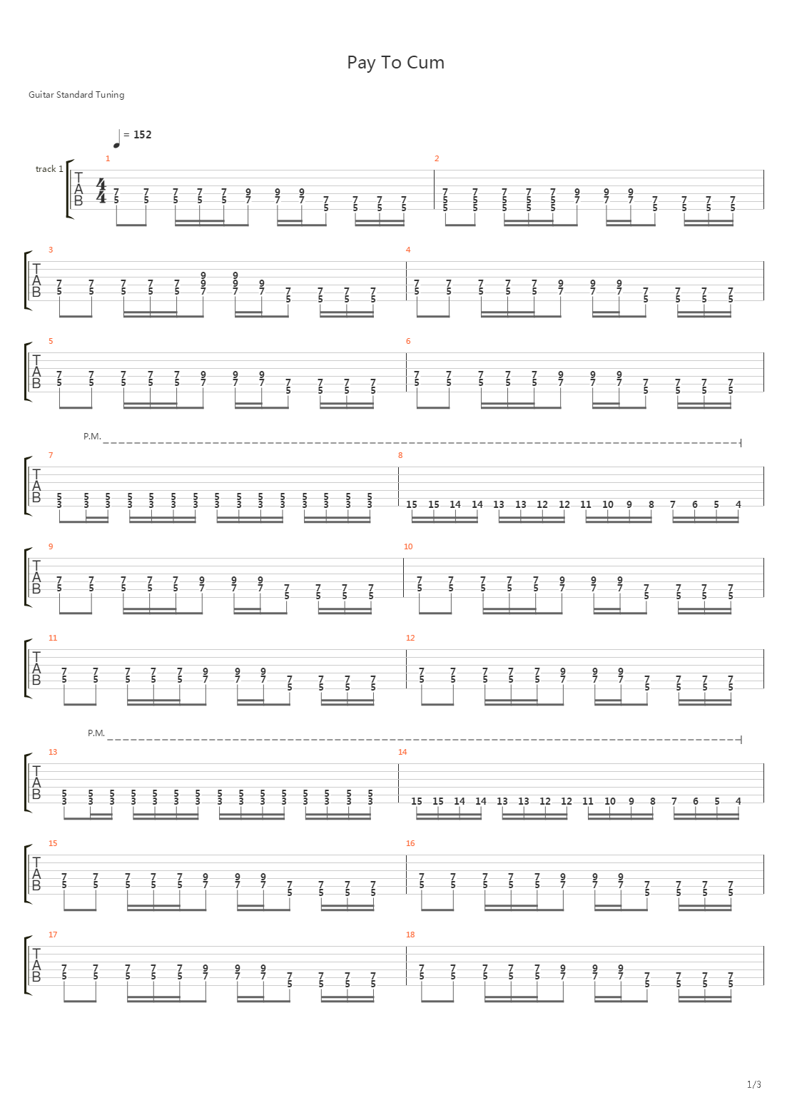 Pay To Cum吉他谱