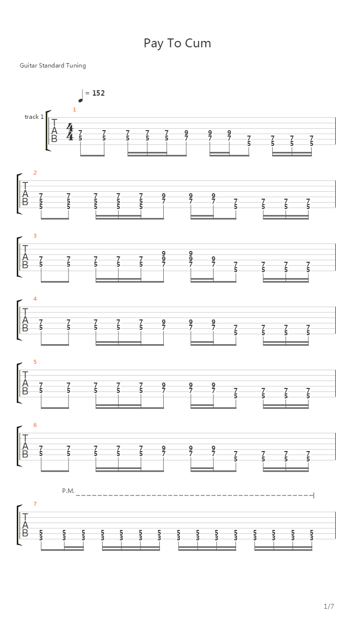 Pay To Cum吉他谱