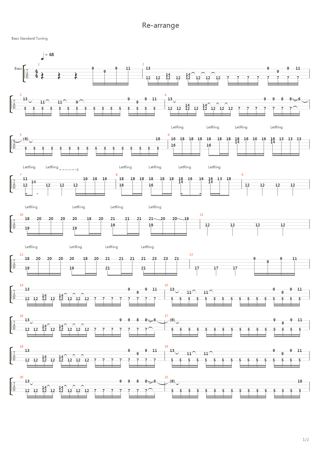 Re-arrange (Solo Bass Arrangement by Arkadiy Kolenda)吉他谱
