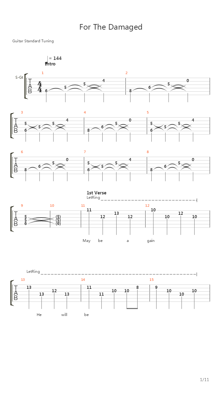 For The Damaged (+For The Damaged Coda )吉他谱