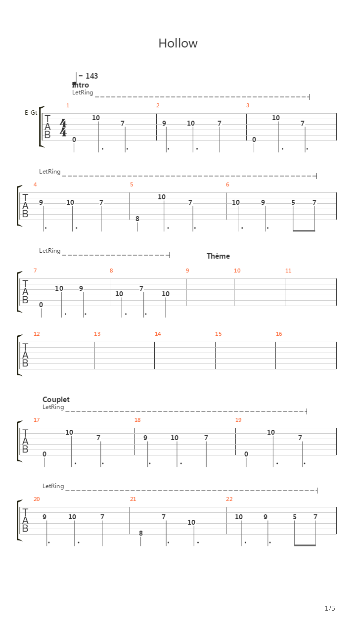 Hollow吉他谱