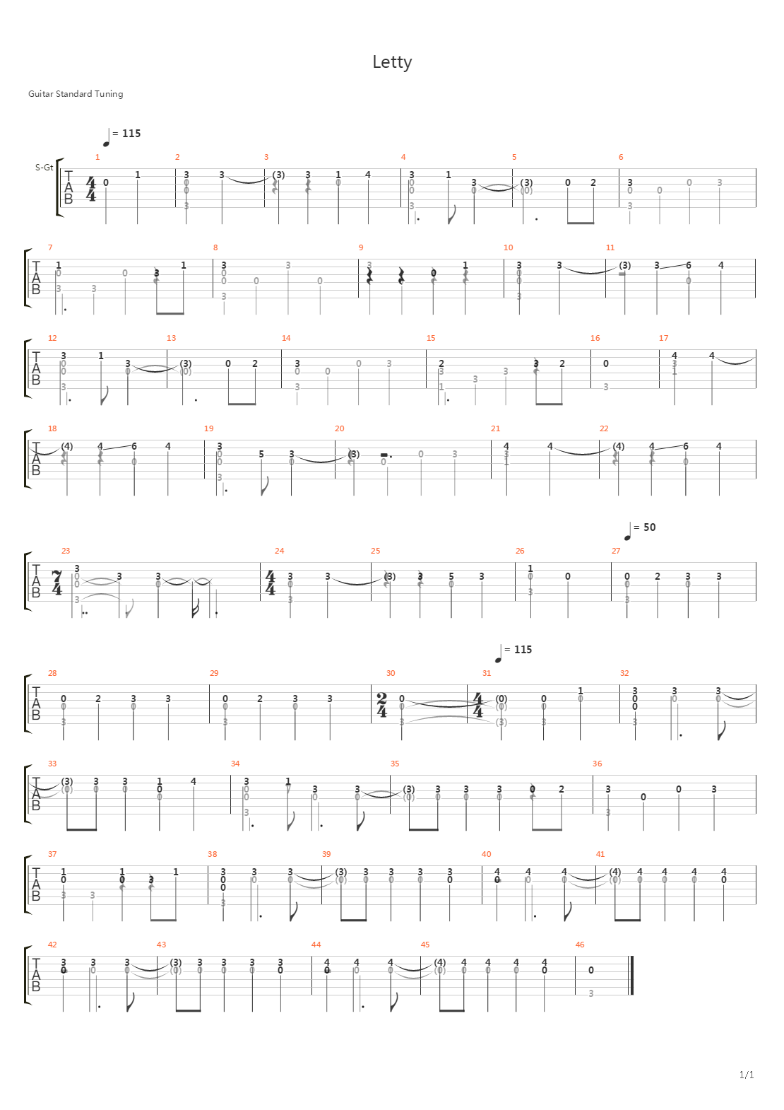 Letty吉他谱