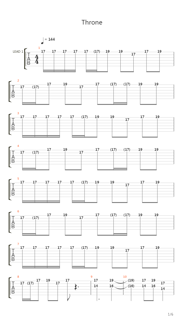 Throne吉他谱