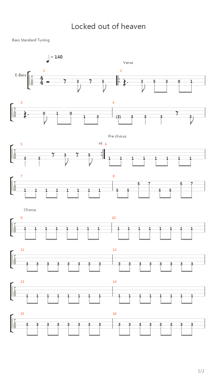 Locked Out Of Heaven吉他谱