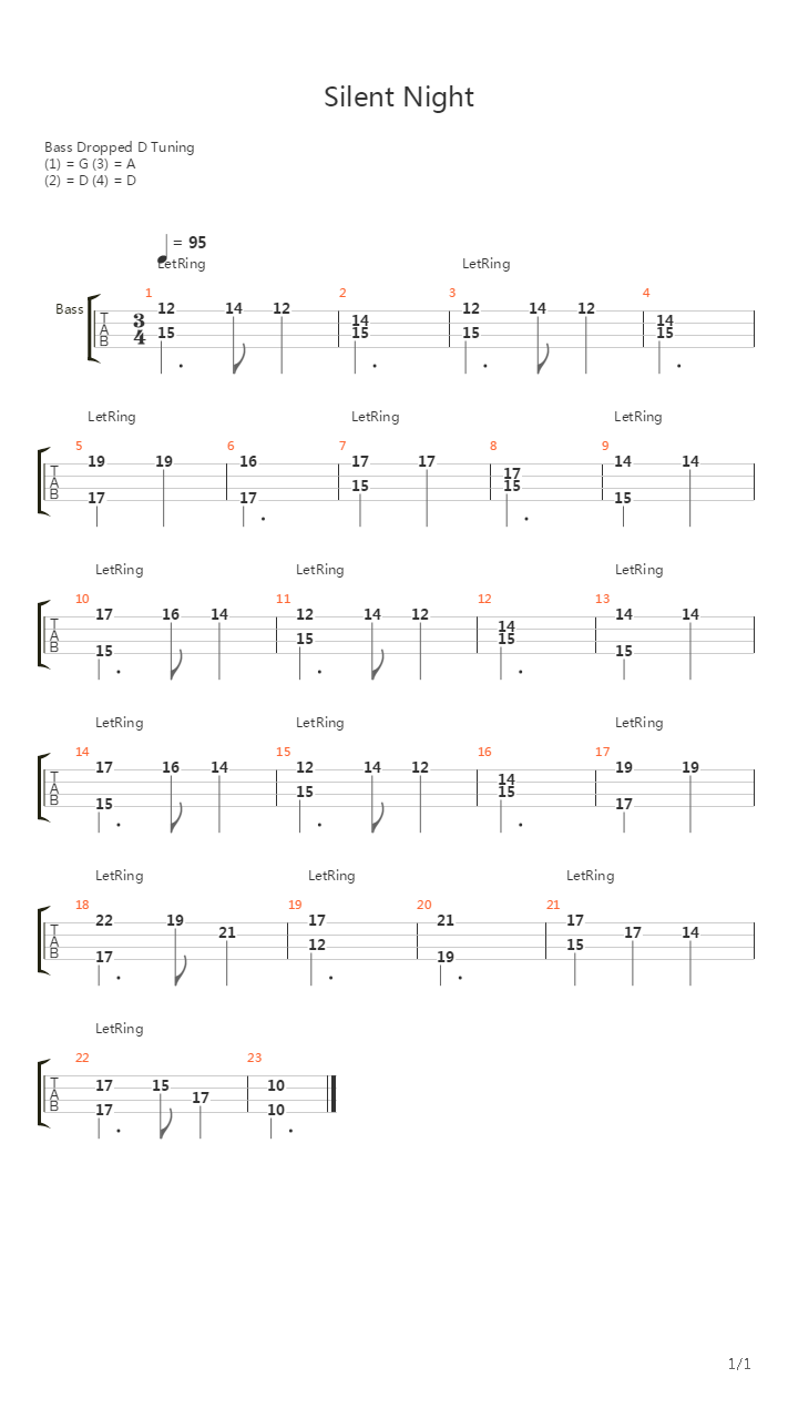 Silent Night (Fingerstyle Bass Cover by Arkadiy Kolenda)吉他谱