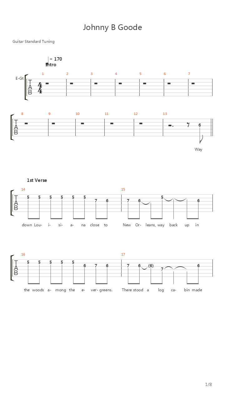 Johnny B Good吉他谱