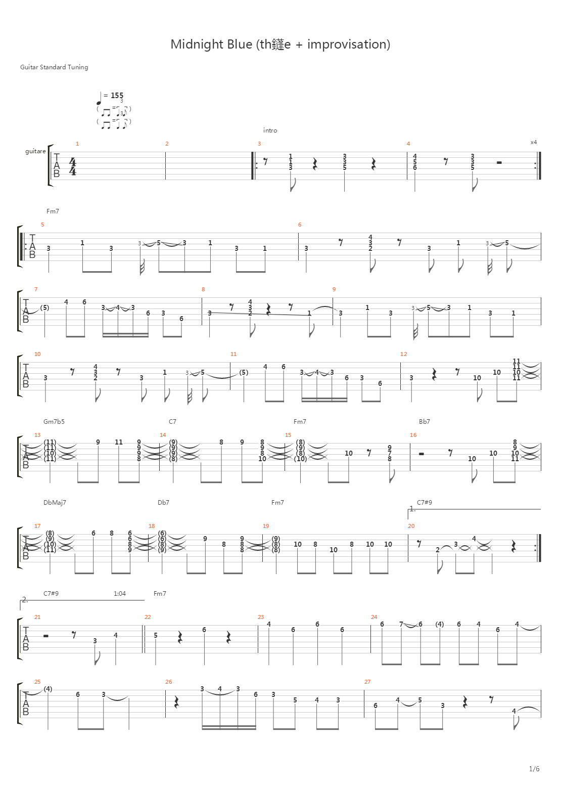 Midnight Blue吉他谱