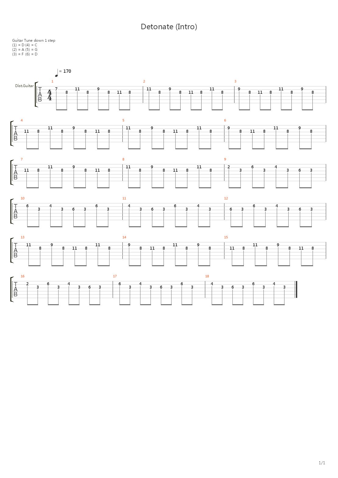 Detonate (Intro)吉他谱