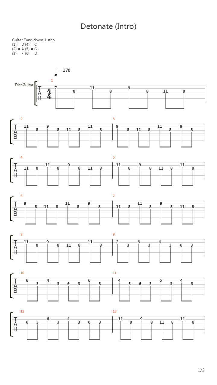 Detonate (Intro)吉他谱