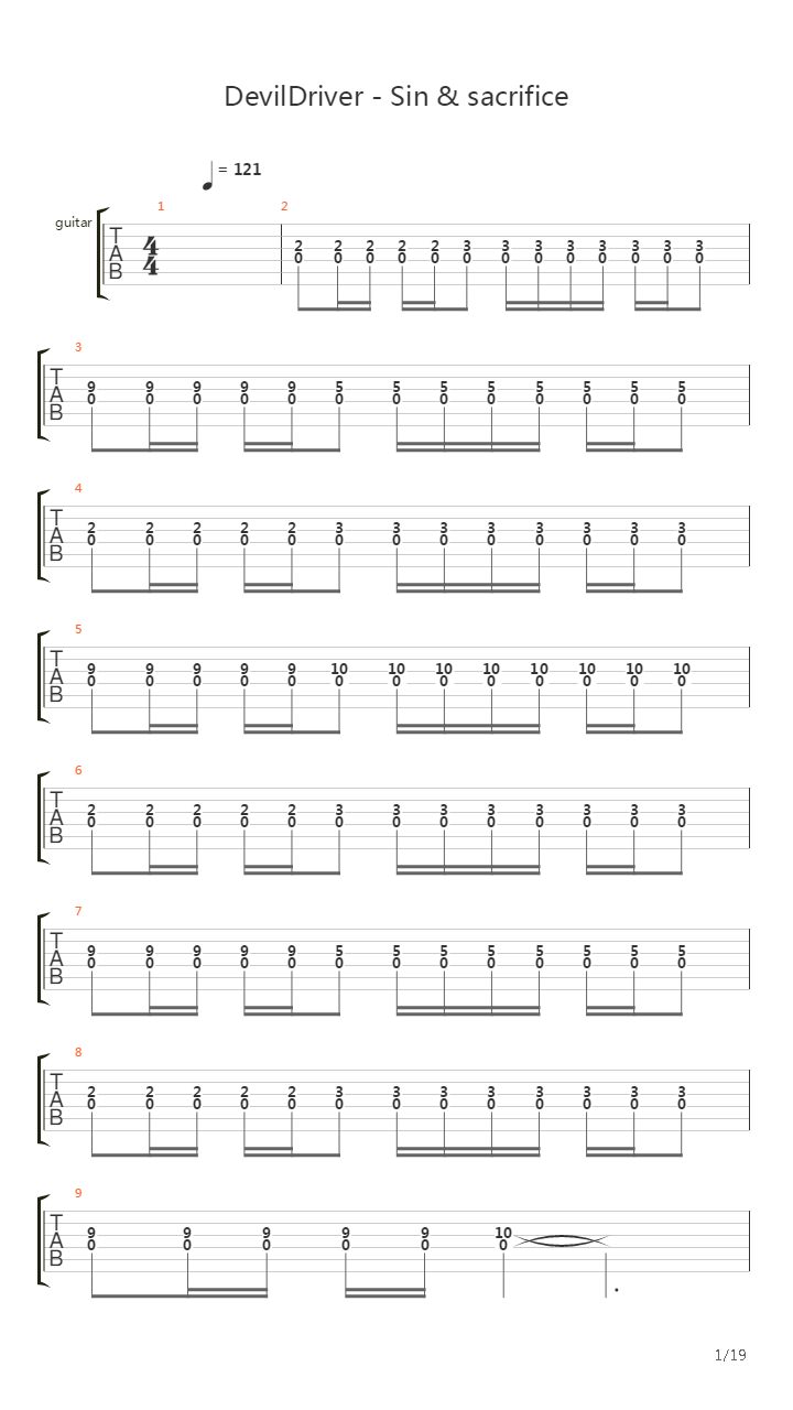 Sin & Sacrifice (by predator)吉他谱