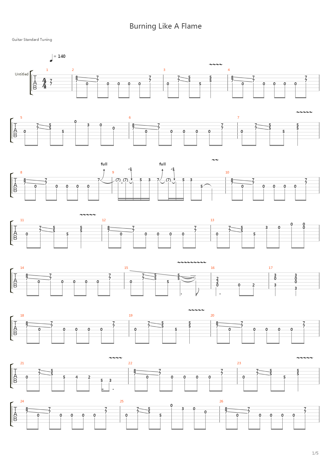 Burning Like A Flame吉他谱