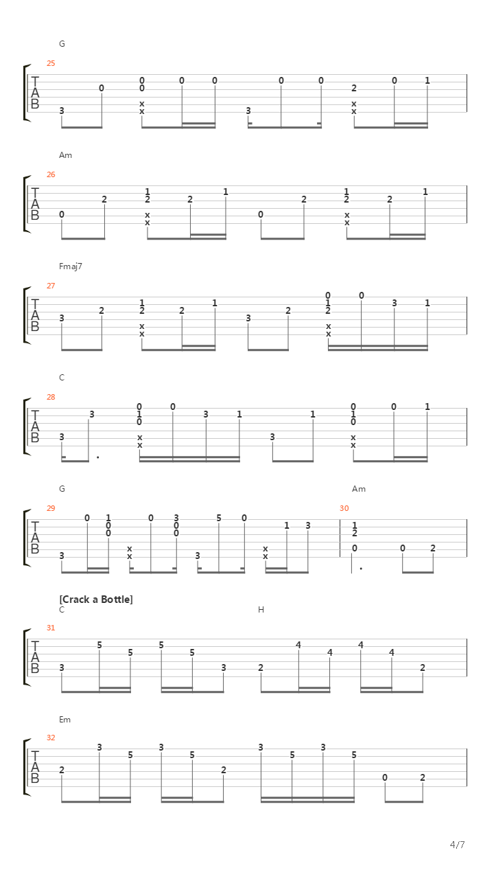 10 Songs (arr. by Kaminari)吉他谱